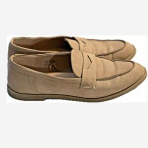 Old Navy Penny Loafers Shoes Women's Size 9 New Taupe Faux Suede Slip On Cut-Out